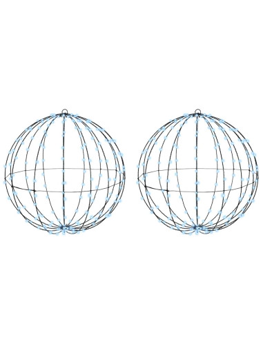 Palla con 384 LED 2 pcs Bianco freddo 60 cm Metallo