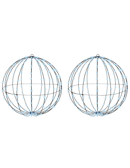 Palla con 384 LED 2 pcs Bianco freddo 60 cm Metallo Palla con 384 LED 2 pcs Bianco freddo 60 cm Metallo