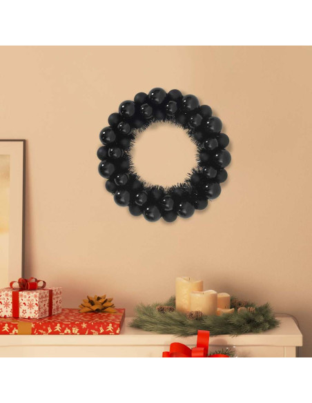 Corone di Palline di Natale 2 pcs Nero 33 x 33 x 7 cm Corone di Palline di Natale 2 pcs Nero 33 x 33 x 7 cm