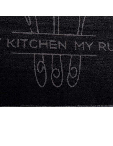 Tappeto da Cucina Nero 180 x 60 cm Velluto