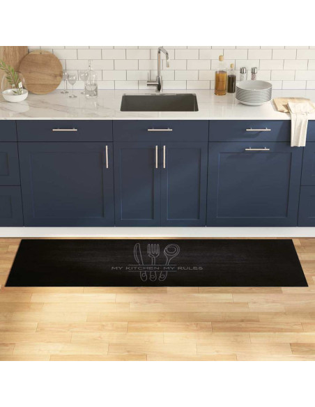 Tappeto da Cucina Nero 180 x 60 cm Velluto