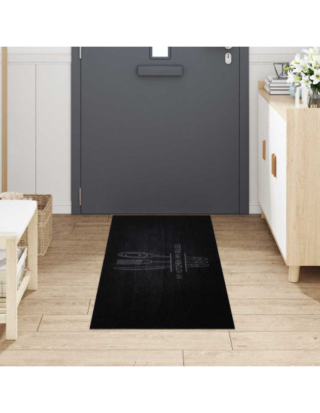 Tappeto da Cucina Nero 180 x 60 cm Velluto