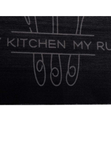 Tappeto da Cucina Posate Nero 150 x 45 cm Velluto