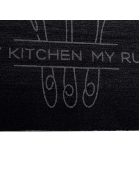 Tappeto da Cucina Posate Nero 150 x 45 cm Velluto