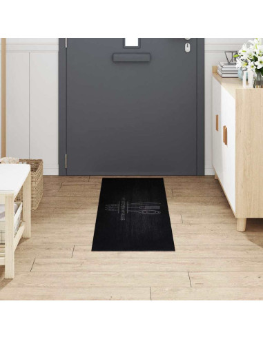 Tappeto da Cucina Posate Nero 150 x 45 cm Velluto
