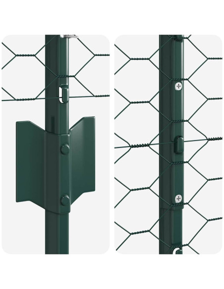 Recinzione con pali. Verde 1.4 x 25 m Acciaio