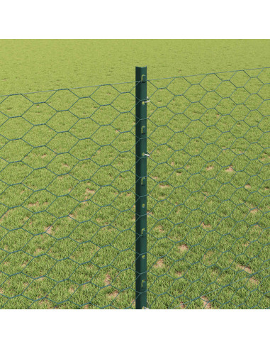 Recinzione con pali. Verde 1.4 x 25 m Acciaio