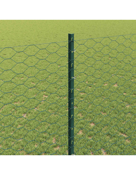 Recinzione con pali. Verde 1.4 x 25 m Acciaio