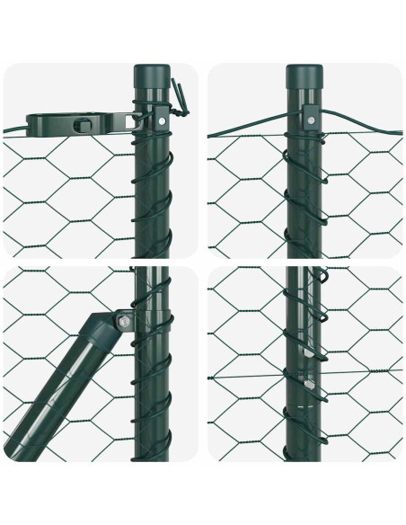 Recinzione con pali. Verde 1.4 x 25 m Acciaio rivestito in PVC