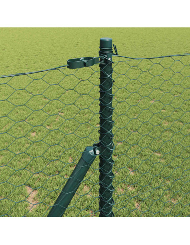 Recinzione con pali. Verde 1.4 x 25 m Acciaio rivestito in PVC