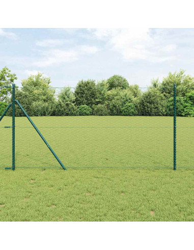 Recinzione con pali. Verde 1.4 x 25 m Acciaio rivestito in PVC