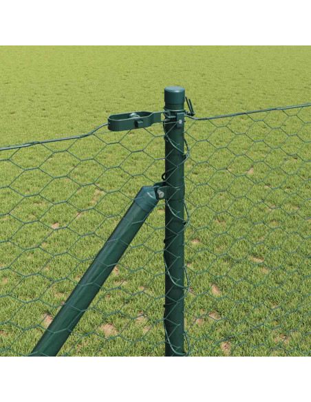 Recinzione con pali. Verde 1.4 x 25 m Acciaio rivestito in PVC