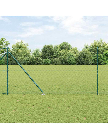 Recinzione con pali. Verde 1.4 x 25 m Acciaio rivestito in PVC
