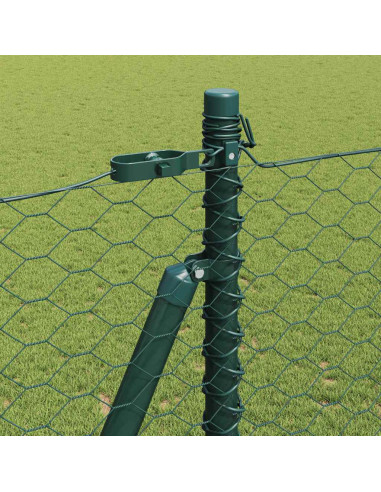 Recinzione con pali. Verde 1.4 x 25 m Acciaio rivestito in PVC