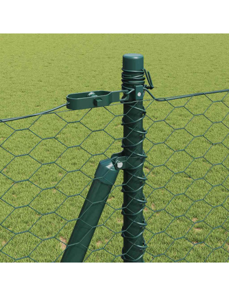 Recinzione con pali. Verde 1.4 x 25 m Acciaio rivestito in PVC