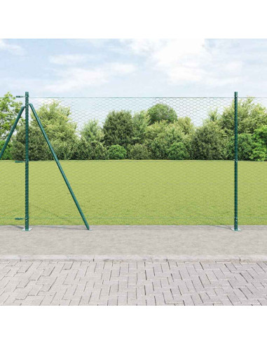Recinzione con pali. Verde 1.4 x 25 m Acciaio rivestito in PVC