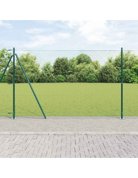 Recinzione con pali. Verde 1.4 x 25 m Acciaio rivestito in PVC