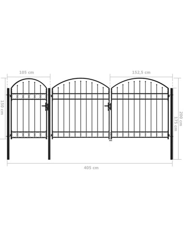 Cancello da Giardino con Parte Superiore Arcuata 200 x 400 cm