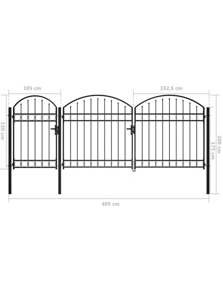 Cancello da Giardino con Parte Superiore Arcuata 200 x 400 cm