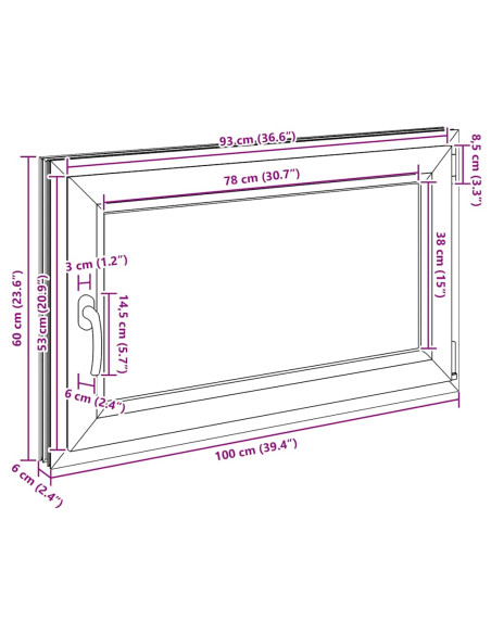 Finestra per cantina "RISOR" 100x60 cm Anta-ribalta DIN Destra Bianca