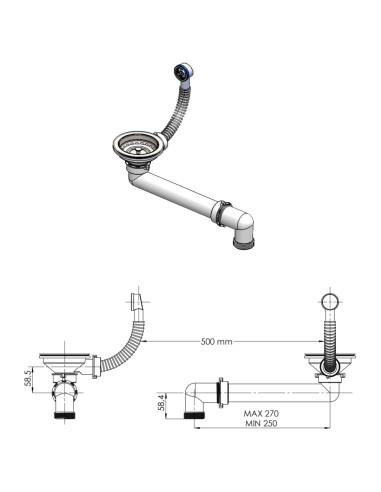 Lavello da cucina in granito a vasca singola nero