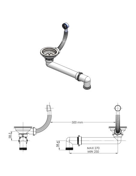 Lavello da cucina in granito a vasca singola nero