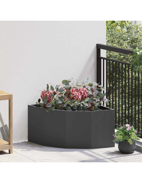 Vaso d'angolo Nero 60 x 60 x 35 cm Acciaio Vaso d'angolo Nero 60 x 60 x 35 cm Acciaio