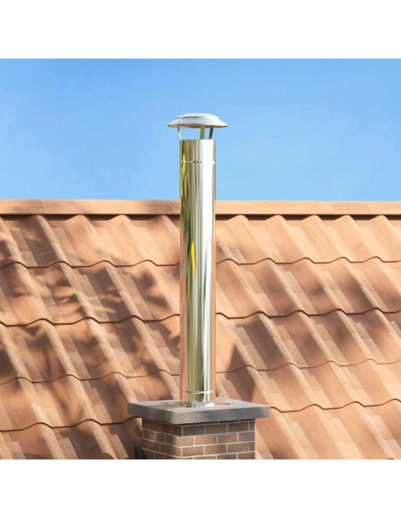 Estensione Camino Argento 25 x 25 x 132 cm Acciaio inossidabile