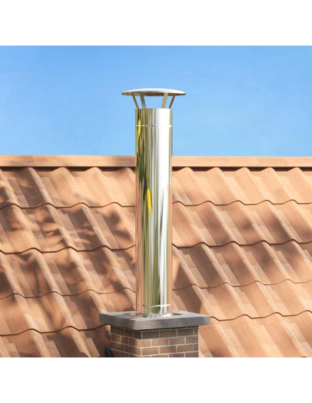 Estensione Camino Argento 35 x 35 x 132 cm Acciaio inossidabile