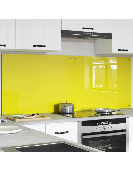 Rivestimento da Cucina 2 pcs Giallo 80 x 60 cm vetro temperato