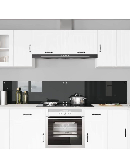 Schienale da cucina 2 pcs Nero 110 x 40 cm vetro temperato