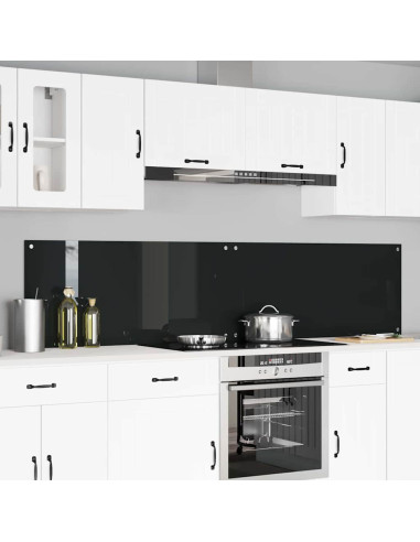 Schienale da cucina 2 pcs Nero 110 x 50 cm vetro temperato
