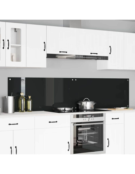 Schienale da cucina 2 pcs Nero 110 x 50 cm vetro temperato