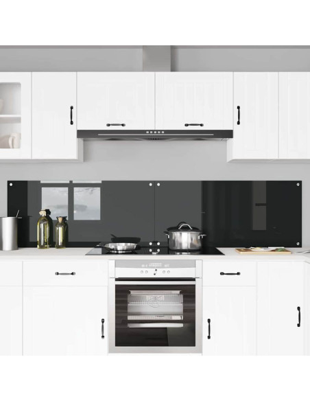 Schienale da cucina 2 pcs Nero 110 x 50 cm vetro temperato