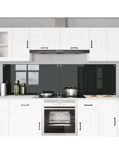 Schienale da cucina 2 pcs Nero 110 x 60 cm vetro temperato
