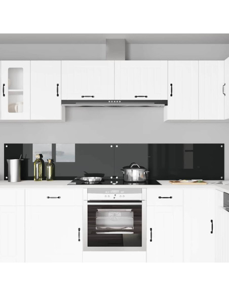 Schienale da cucina 2 pcs Nero 120 x 40 cm vetro temperato