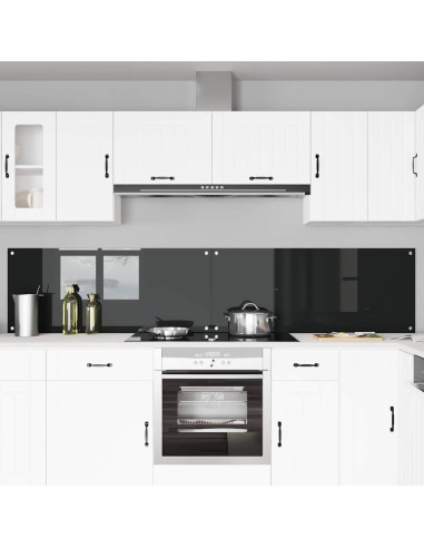 Schienale da cucina 2 pcs Nero 120 x 50 cm vetro temperato