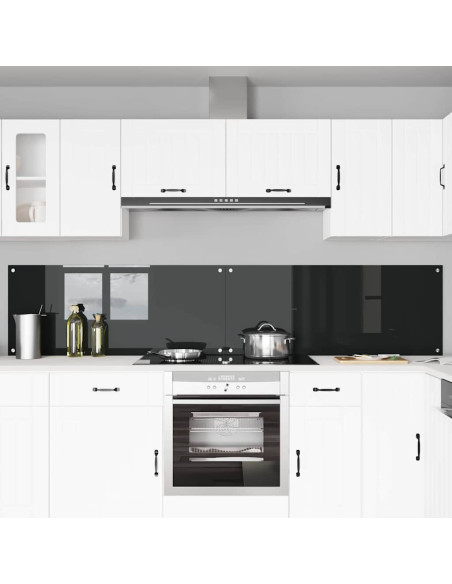 Schienale da cucina 2 pcs Nero 120 x 50 cm vetro temperato