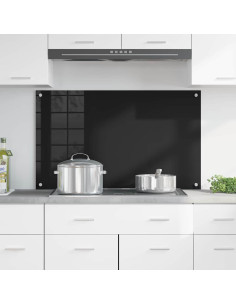 Rivestimento da Cucina Nero 100 x 60 x 0.8 cm vetro temperato
