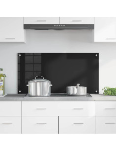 Rivestimento da Cucina Nero 100 x 50 x 0.8 cm vetro temperato
