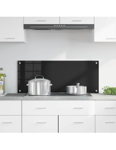 Rivestimento da Cucina Nero 100 x 40 x 0.8 cm vetro temperato