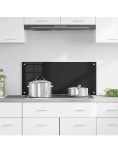 Rivestimento da Cucina Nero 90 x 40 x 0,8 cm vetro temperato