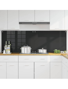 Schienale da cucina 2 pcs Nero 90 x 60 cm vetro temperato