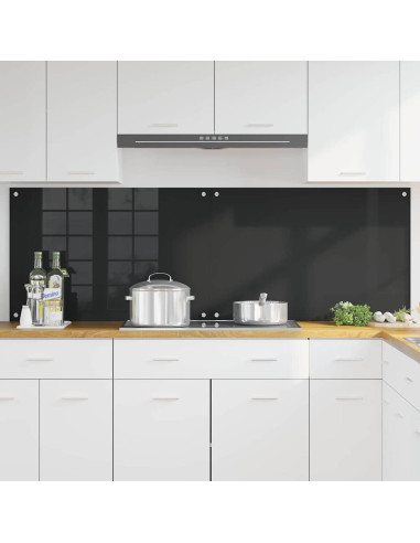 Schienale da cucina 2 pcs Nero 90 x 60 cm vetro temperato
