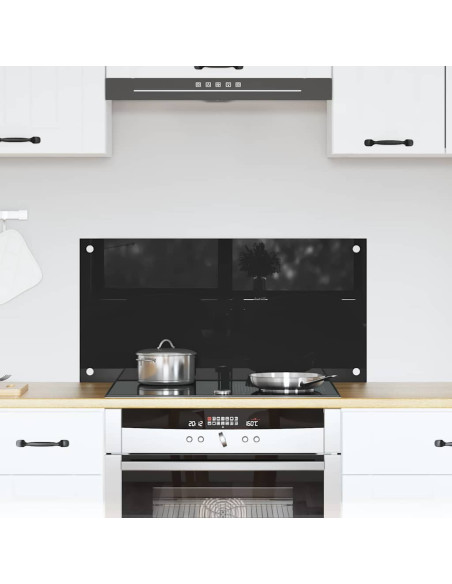 Rivestimento da Cucina Nero 80 x 40 x 0.8 cm vetro temperato