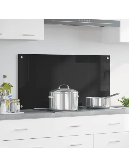 Rivestimento da Cucina Nero 100 x 50 x 0.8 cm vetro temperato