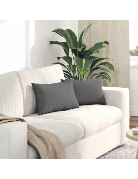 Cuscini da Divano 2 pcs Grigio scuro 50 x 30 cm Tessuto