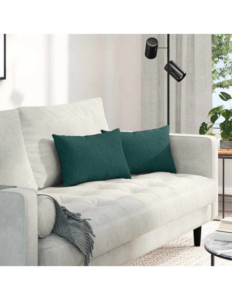 Cuscini da Divano 2 pcs Verde Scuro 50 x 30 cm Tessuto