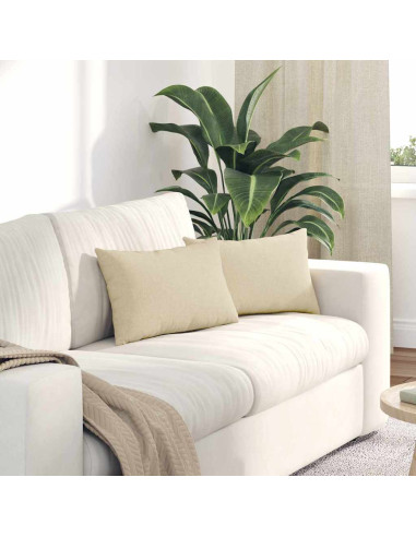 Cuscini da Divano 2 pcs Crema 50 x 30 cm Tessuto