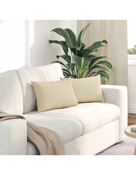 Cuscini da Divano 2 pcs Crema 50 x 30 cm Tessuto